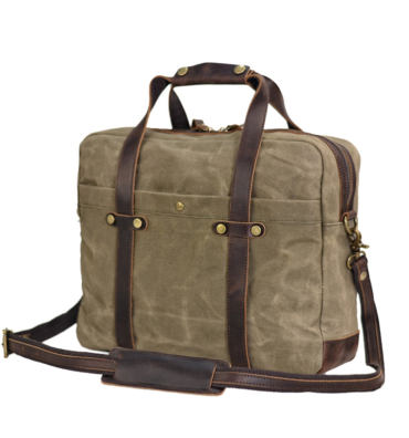 WaxedCanvasMessengerBagCanvasBriefcaseLaptopBagLeatherCrossbodyBagWorkbriefcaseCanvasBriefcaseForMen_1