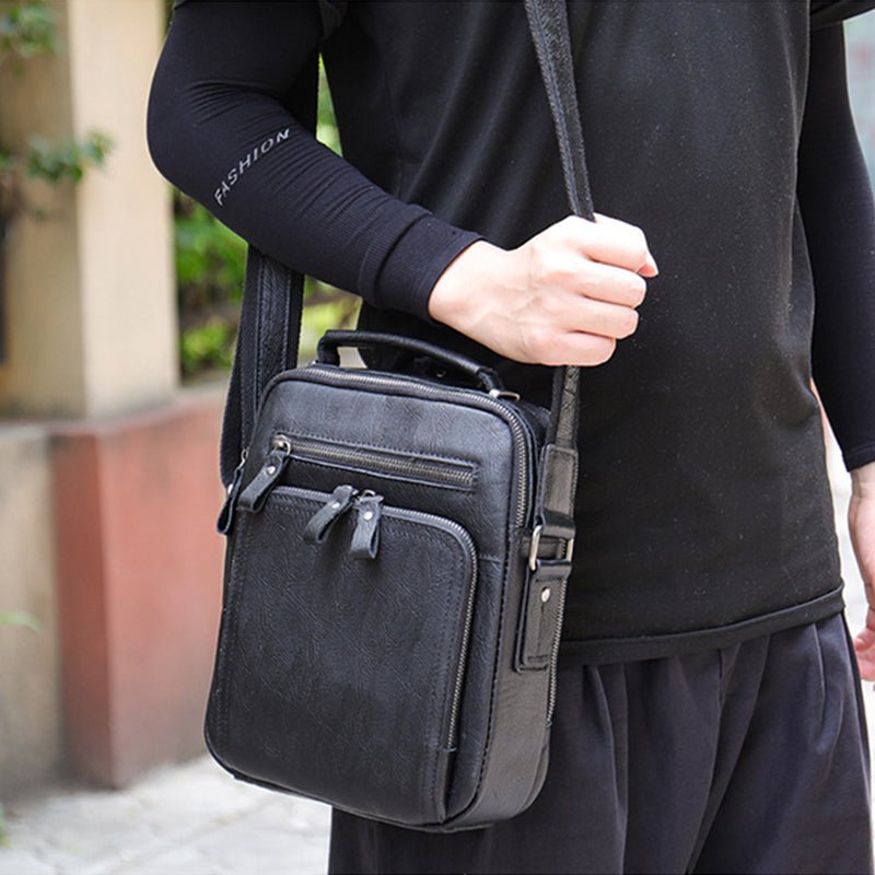 Men’s Full Grain Leather Retro Crossbody Satchel Messenger Bag - Image 2