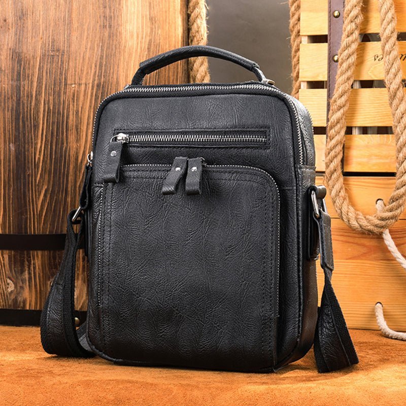 Men’s Full Grain Leather Retro Crossbody Satchel Messenger Bag - Image 5