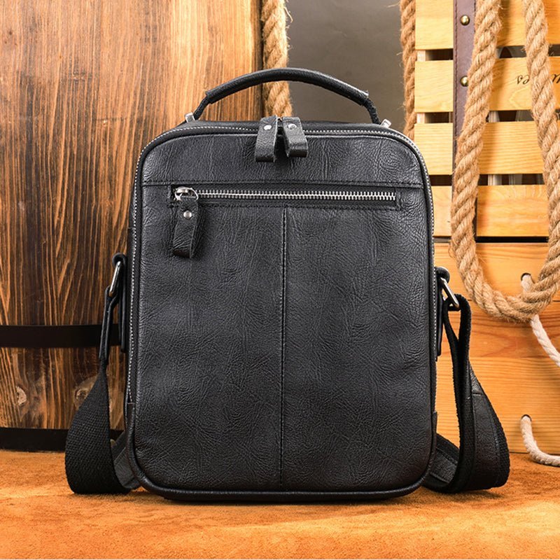 Men’s Full Grain Leather Retro Crossbody Satchel Messenger Bag - Image 6