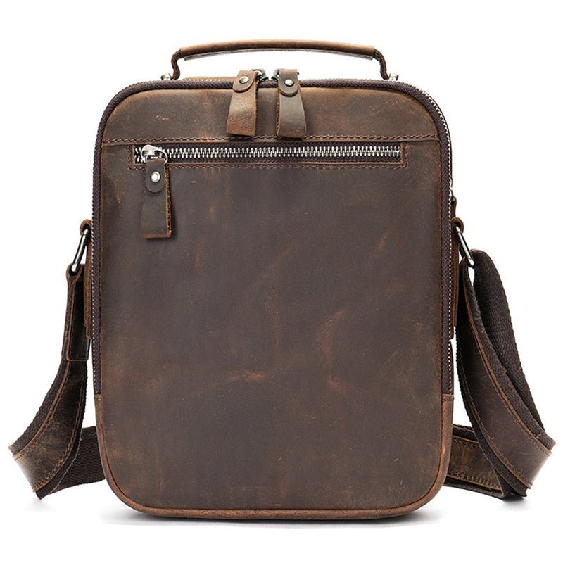 Men’s Full Grain Leather Retro Crossbody Satchel Messenger Bag - Image 7