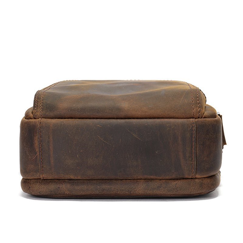 Men’s Full Grain Leather Retro Crossbody Satchel Messenger Bag - Image 9