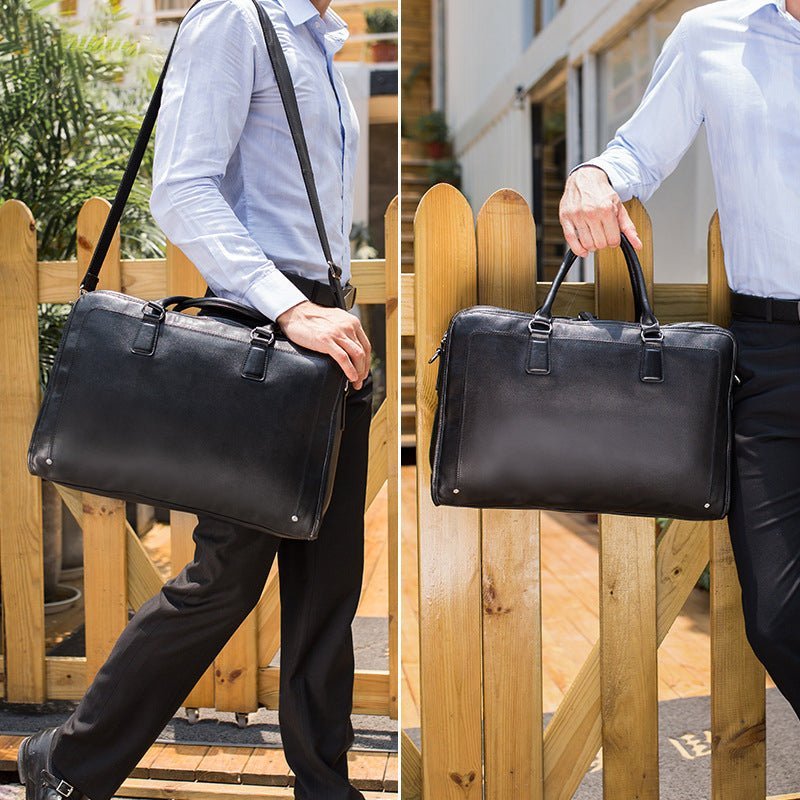 17-Inch Full Grain Leather Men’s Briefcase Laptop Shoulder Messenger Bag