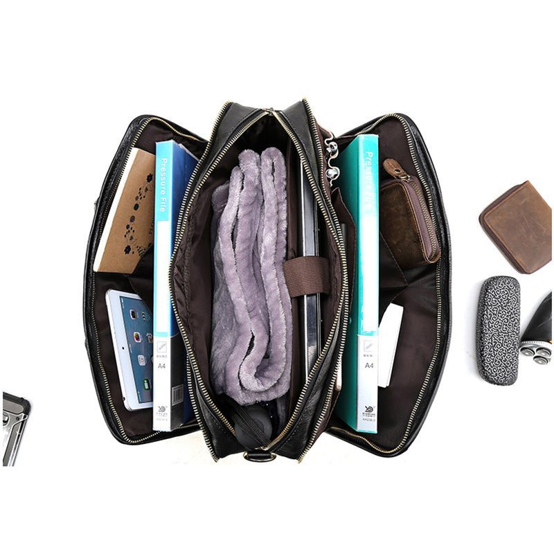 17-Inch Full Grain Leather Men’s Briefcase Laptop Shoulder Messenger Bag - Image 4