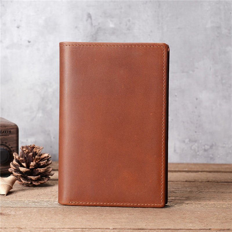 Full Grain Leather RFID Passport Wallet, Retro Bifold Card Holder - Image 4