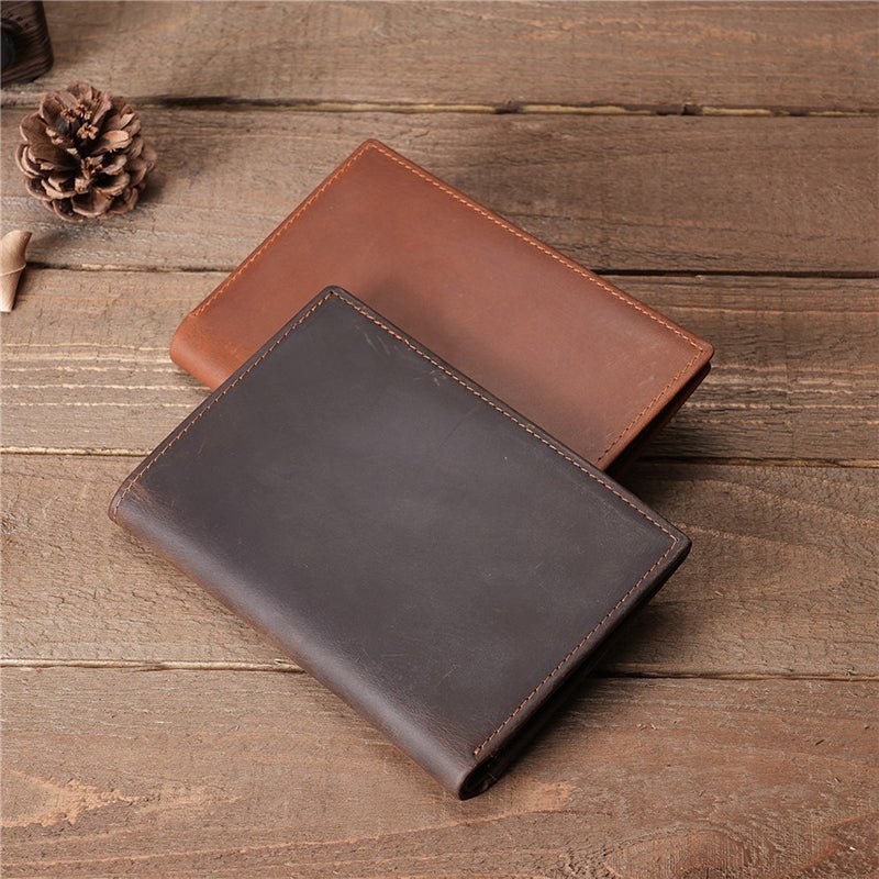 Full Grain Leather RFID Passport Wallet, Retro Bifold Card Holder - Image 8