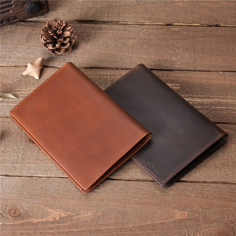 Full Grain Leather RFID Passport Wallet, Retro Bifold Card Holder - Image 9