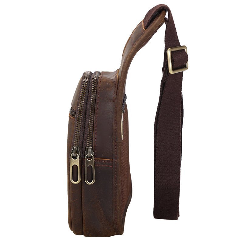 Vintage Full Grain Leather Crossbody Bag for Men – Tactical Satchel - Image 5