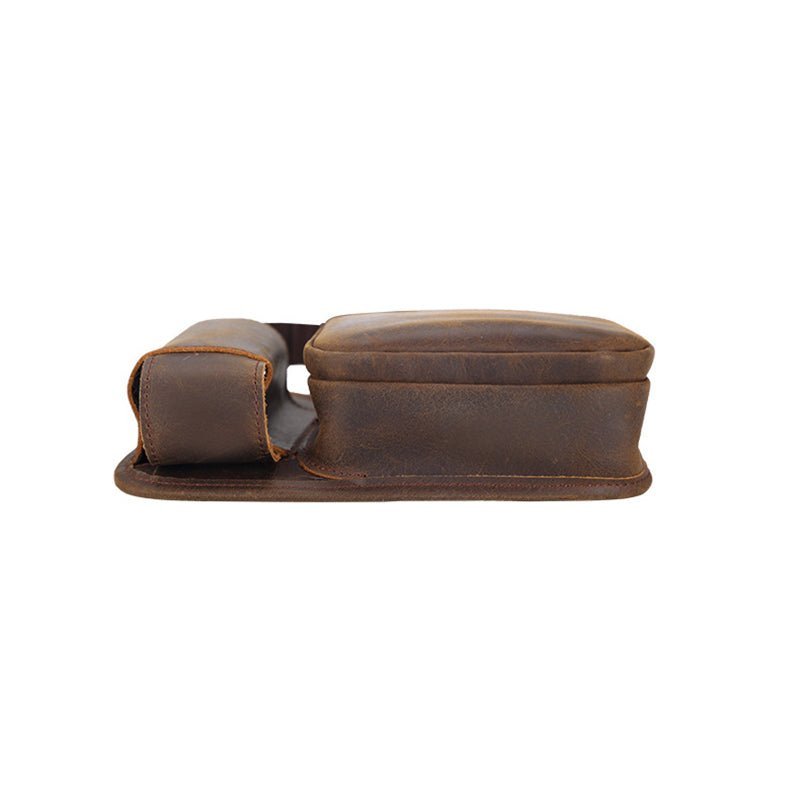 Vintage Full Grain Leather Crossbody Bag for Men – Tactical Satchel - Image 7