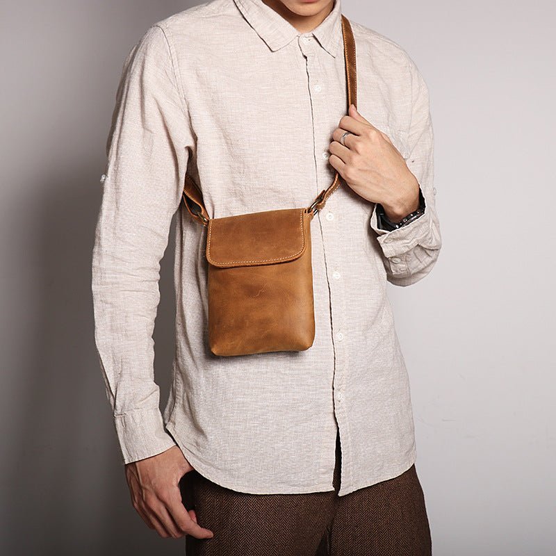 Handmade Full-Grain Leather Crossbody Satchel for Men – Genuine Shoulder Bag - Image 3
