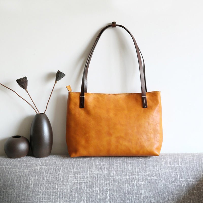 Handmade Vintage Leather Tote Bag – Large Shoulder & Shopping Bag