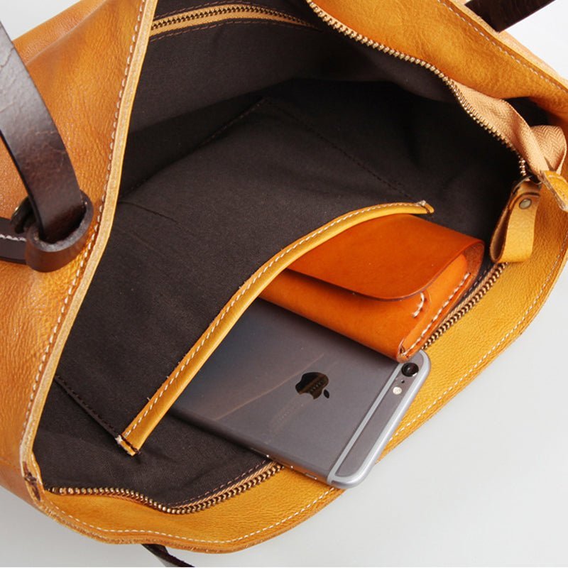 Handmade Vintage Leather Tote Bag – Large Shoulder & Shopping Bag - Image 12