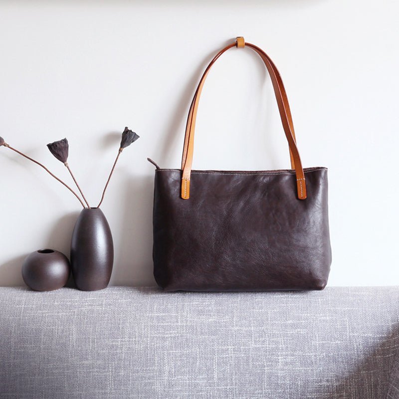 Handmade Vintage Leather Tote Bag – Large Shoulder & Shopping Bag - Image 2