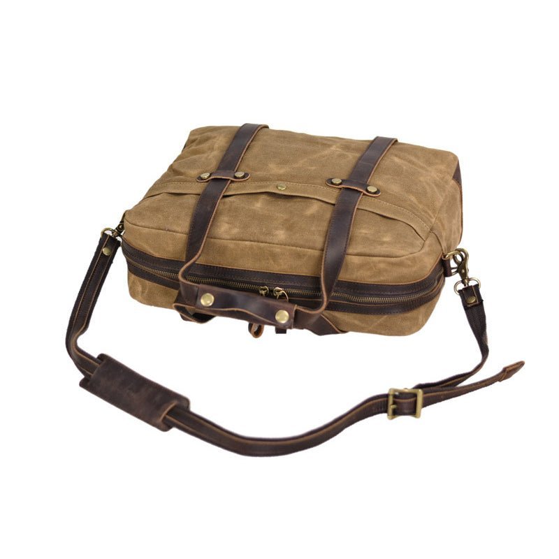 Waxed Canvas Messenger Bag – Leather Laptop & Crossbody Briefcase for Men - Image 7