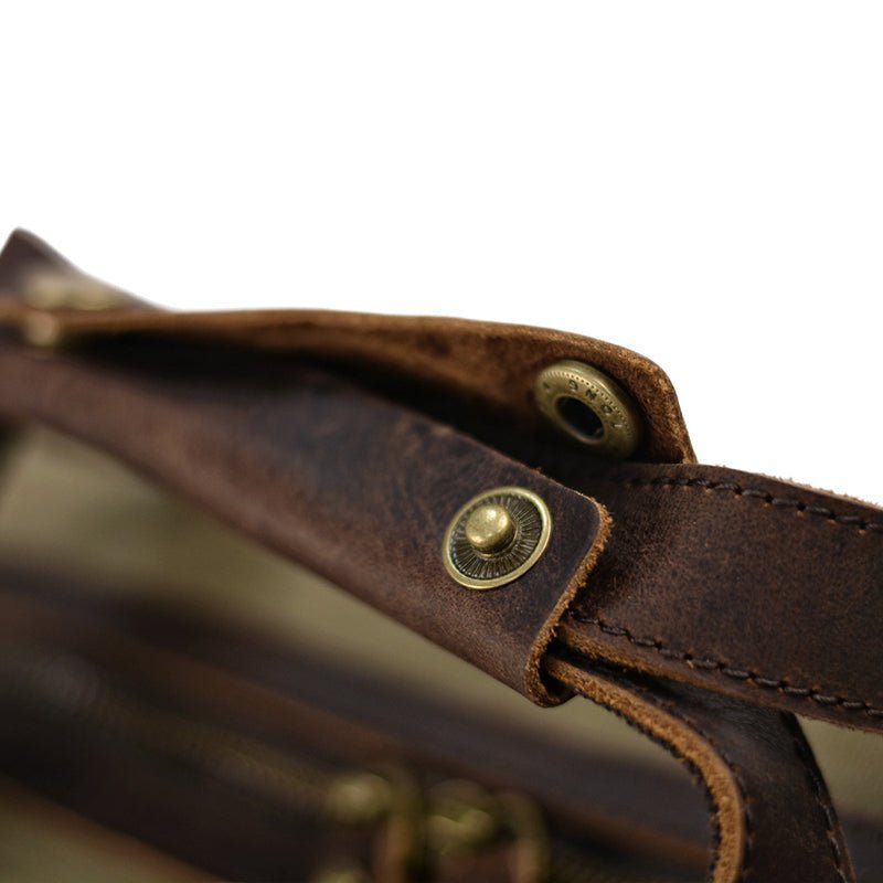 Waxed Canvas Messenger Bag – Leather Laptop & Crossbody Briefcase for Men - Image 8